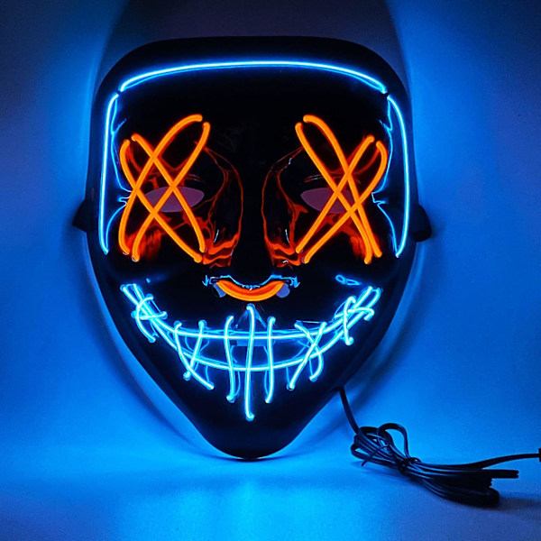 Halloween Mask Blandade Färger LED Mask Party Mask Masquerade Masker Neon Mask Ljus Glöd I Mörkret Skräck Mask Glödande Mask (42)
