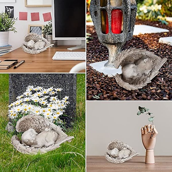 Minnesmärke för husdjur, minnessten för husdjur, minnessten för hundkatt, väderbeständig hartsstaty, ängelformad grav (hund) 11*8*4CM