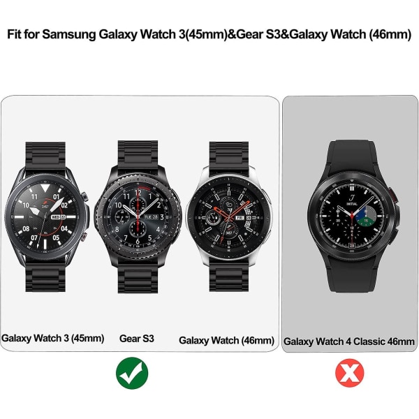 Gear S3 Frontier Band/galaxy Watch 46mm Bands/galaxy Watch 3 Band 45mm,22mm Solid Rustfritt stål Metal Business Armbåndsrem For Samsung Gear S3/ga