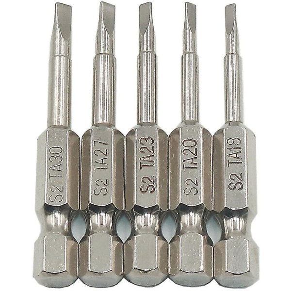 5 Pcs Triangle Head Magnetic Screwdriver Bits Set S2 Steel 1.8mm, 2.0mm, 2.3mm, 2.7mm, 3mm, 1/4 inch Hex Shank, 50mm Length