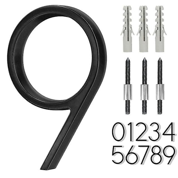 5 inch Stainless Steel Floating House Number Metal Modern House Numbers for Outdoor Mailbox Yard Home Wall DoorGarage Gate,number 9