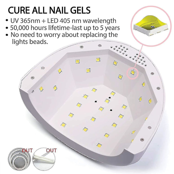 UV LED Neglelampe, Gel Neglelys For Neglelakk 48w UV Tørker Med 3 Timere