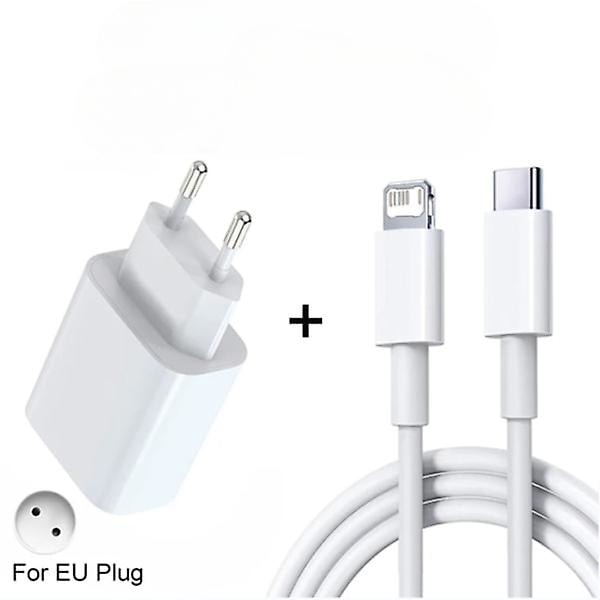 PD 20W USB C-laddare för APPLE iPhone 12 13 11 14 Pro Max Plus Mini Snabbladdning XR X XS SE USB Typ C-kabel för iPhone-laddare EU-laddare och kabel