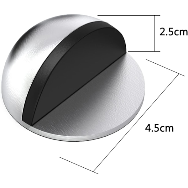 Dørstoppere, sett med 4 rustfrie ståldørstoppere og stoppere med gummistøtfangere, selvklebende