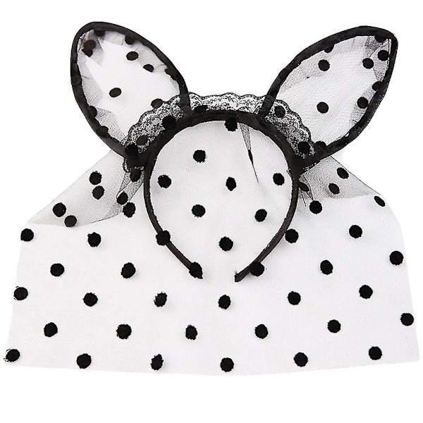 Sexy Kattører Hårbånd med Mesh, Ruffler, Blonder og Polka Dot Sort Maske Slør til Halloween Cosplay Fest Hovedbeklædning