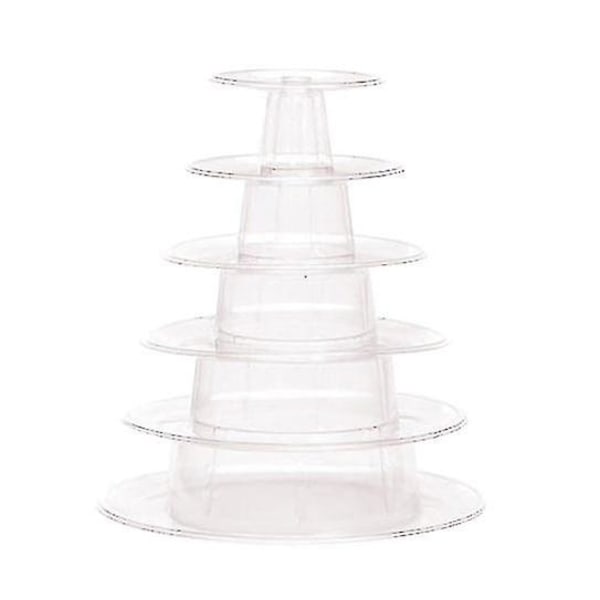 Makronkake-displaystativ 6-lags Rundt Plastkake-tårn Stativ