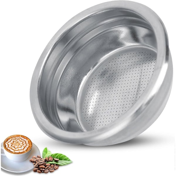 Rostfritt stål kaffefilter, 58 mm återanvändbart filterkaffekorg trycksatt nätfilterkorg kaffemaskin reservdelar (dubbel koppstorlek)