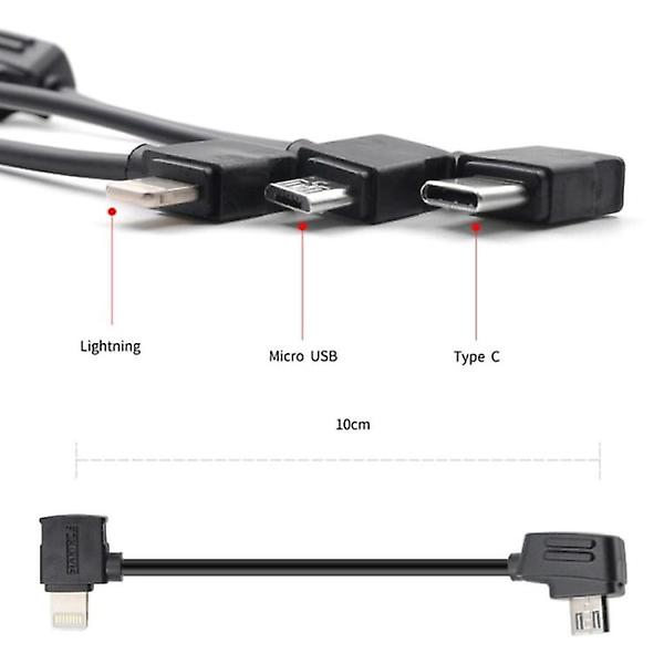 15 cm USB-C till Micro-USB-kabel för DJI Mavic Mini / Air, Shark Black