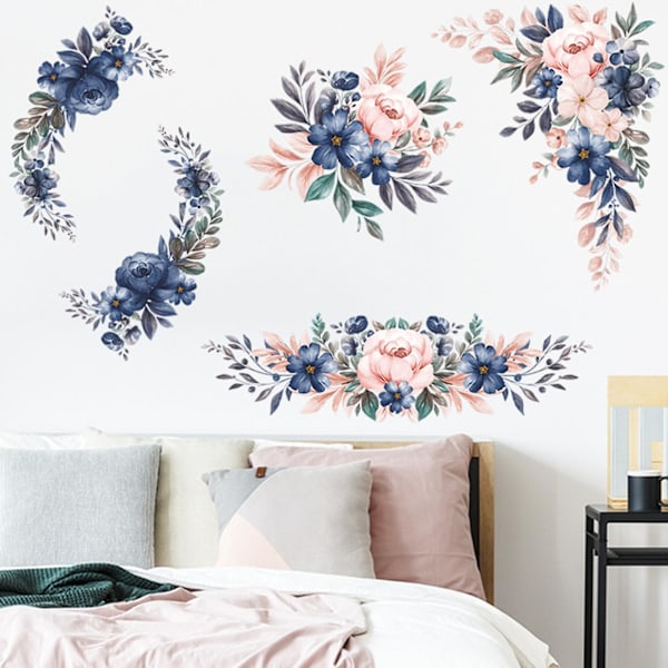Väggdekaler med blommönster, självhäftande PVC, barnrumsdekoration, hemdekor