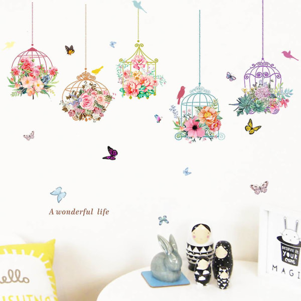 A Set of Wall Stickers Birds Flowers Colorful Butterflies Wall Sticker Wall Decor for Living Room Bedroom Office