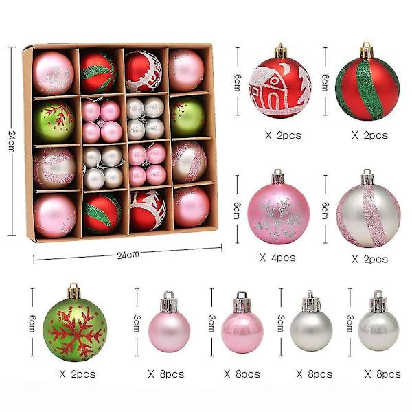 Julgranskulor Set, 44 Stycken Plastjulgranskulor Set, Julgransdekoration Tricolor C