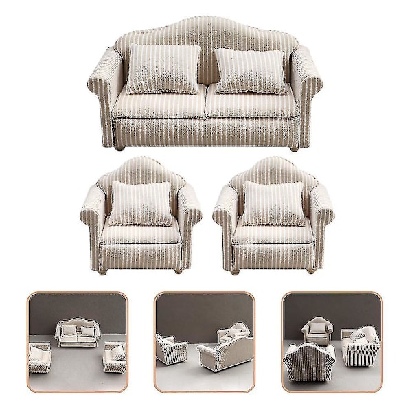 3 st Soffa Miniatyr Soffa Modell Dockhus Möbel Soffa Miniatyr Soffa Modell Miniatyr Soffa Kudde luolv