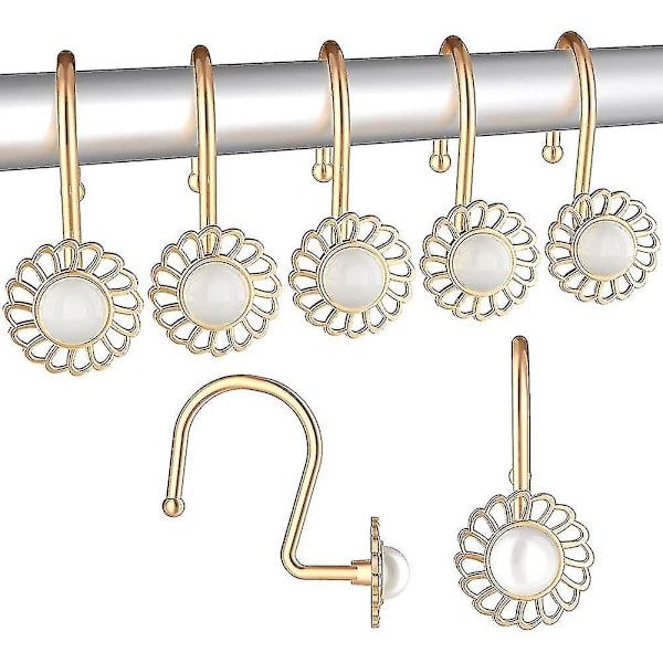 12x Shower Rings Stainless Steel Suspension Rings With Sliding System, 12 Single