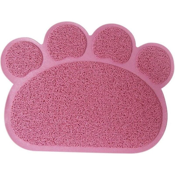 PVC Paw Shape Cat Dog Mat Litter Box Cover Non-Slip Food Water Bowl Feeding Tray Light Pink