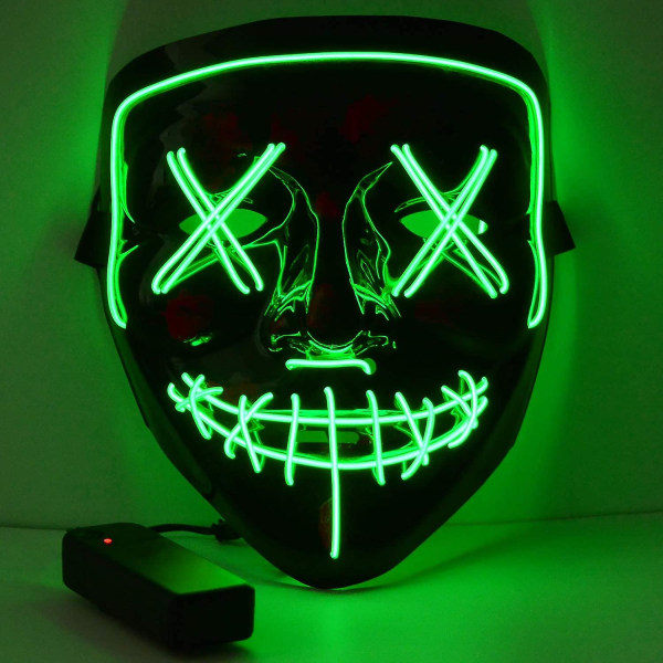 Led Mask Light Up Cosplay Hehkuva Maski Lahja festivaalijuhliin (vihreä)