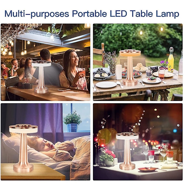 Retro Bar Bordlampe LED Genopladelig Skrivebordslampe Stue Dekoration Lampe Camping Luces Soveværelse Kaffe Dekoration Chambre Nattelys, MINI guld