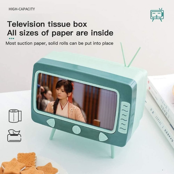 Tissue Box 2 i 1 Multifunktionell Creative Tissue Box Desktop TV-låda Dekorativ Box Förvaringsbox