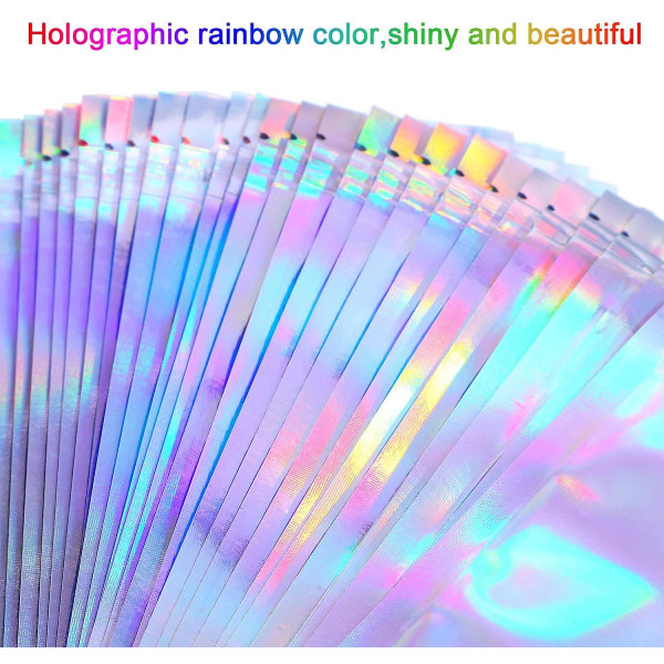 50 st Återförslutningsbar deodorantpåse Aluminiumfolie Matförvaringspåse Rainbow Holografisk Film Förseglingspåse Örhänge Ring Smycken Ziplock Bag 7,5*10cm