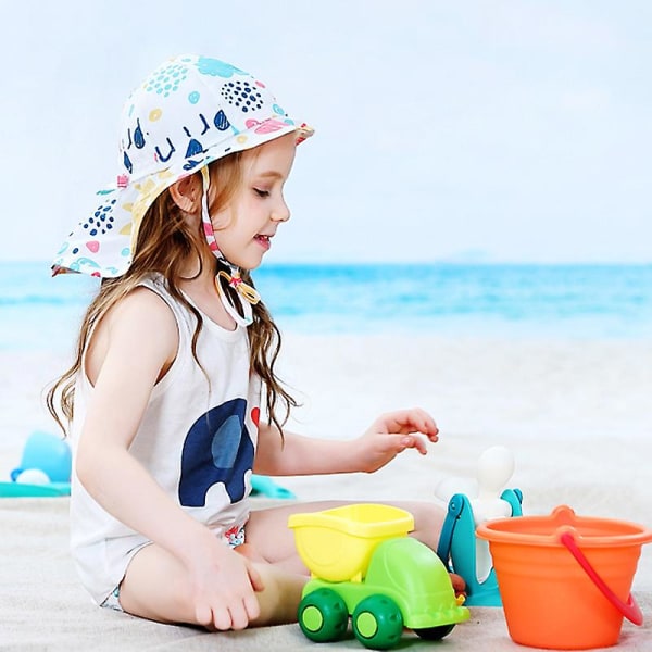 Barn Solbeskyttelseshatt med stor rand Sammenleggbar strandsolhatter til jenter