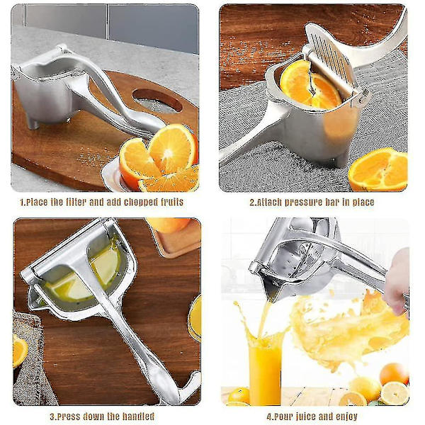 Sitronpresse, manuell fruktpresse, fruktjuicepresse, tungt aluminium
