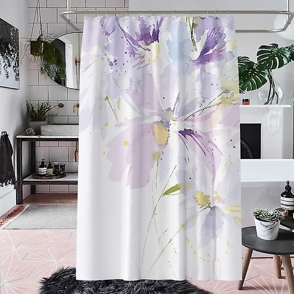 1 st vacker duschdraperi, blommönster Vacker duschdraperi Hög kvalitet, vattentät, antimögeleffekt (180 x 200 cm)