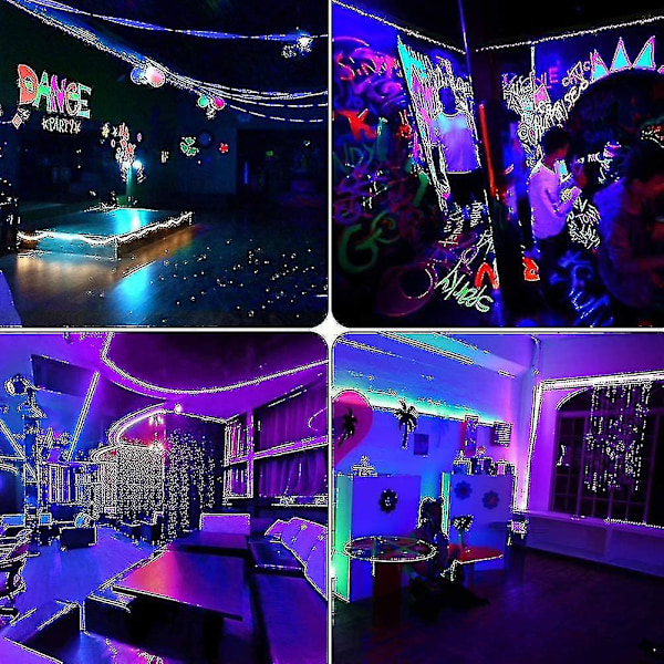 UV-lysstripe Svartlys med fjernkontroll 385-400nm 12v/3a Fleksible svartlys armaturer for Halloweenfest Kroppsmaling Soverom Innredning Svartlys