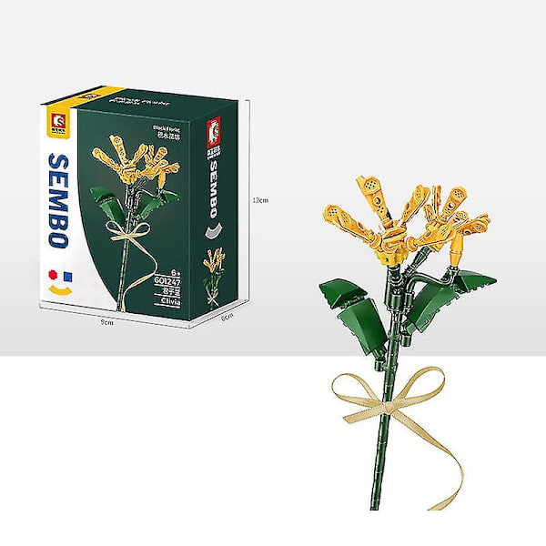Blomsterblock-bukett för flickor, DIY-present till påsk och mors dag (Clivia-gul).