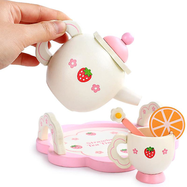 Träleksaksspelhus Simulerings Afternoon Tea Set Pedagogisk Leksak För Barn Barn Småbarn