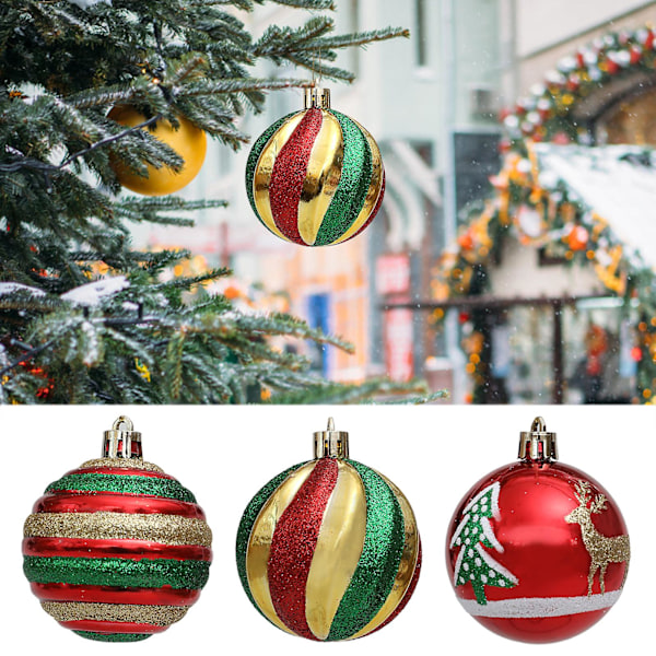 6 st julgranskulor med glitter, hängande, färgmatchning, dekoration, scenlayout, glänsande pulver, julgranshängen (F)