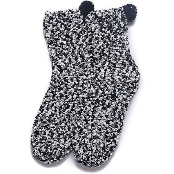 2/3 Presentförpackningar Alla hjärtans dag Julstrumpor Dam mysiga supermjuka varma luddiga plysch DIY-strumpor, 2 svarta