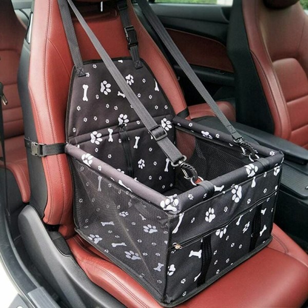 Bältesstol för hundbil, cover för husdjur med säkerhetsbälte - Vattentät väska, bilkuddematta för hund och katt (svart)