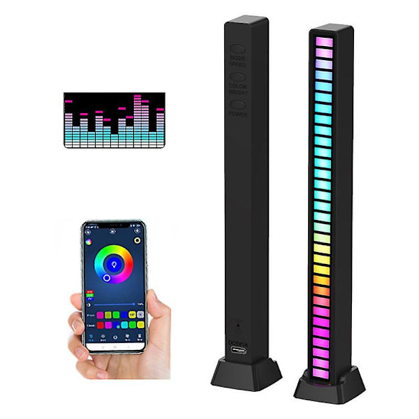 32 RGB LED Bil Lydsstyring Lys Stemmeaktiveret Pickup Musik Rytmelampe, Batteridrevet, Sort