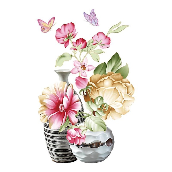 1 st väggdekal väggdekal blommor i vas fjärilar väggdekoration för vardagsrum sovrum hall