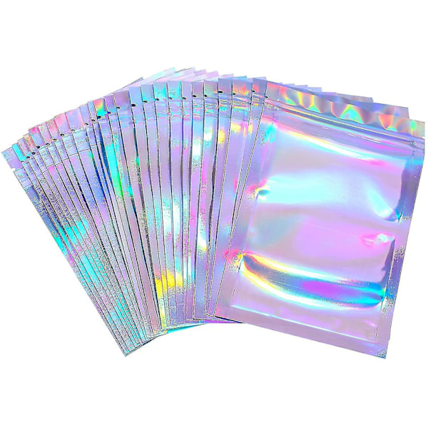 100 stycken holografiska förpackningsväskor förvaringsväska för mat (holografisk färg 7,5 * 10 cm)