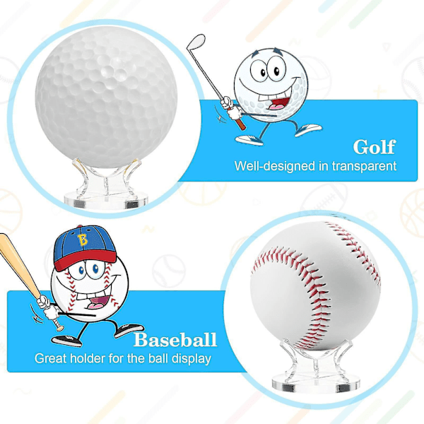 3 stk Akryl Små Bold Stativholdere til Baseball Display med Skridsikre Puder (Transparent)