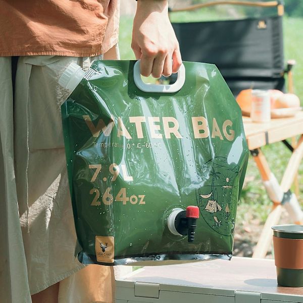 Hopfällbar Vattenpåse, Hopfällbar Bärbar Vattenbehållare, 7,9L Lättviktig Förtjockad Livsmedelskvalitet Hopfällbar Vattenpåse Med Kran För Utomhus Vandring Ryggsäck
