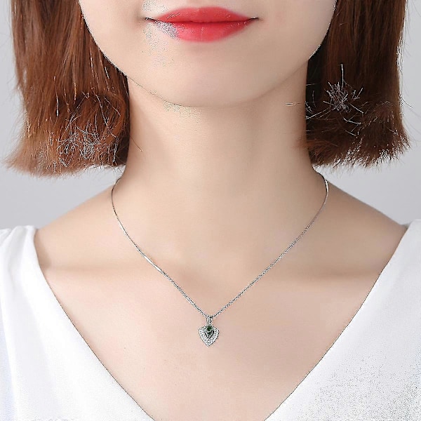 925 Sterling Silver Zirkon Hänge Halsband Droppform Ädelsten Födelsesten För Kvinnor Med 45 cm Silverkedja Xq-xl036（blå）