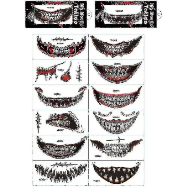 Halloween Face Sticker Set 12/24st Halloween Prank Makeup Temporary Tattoo