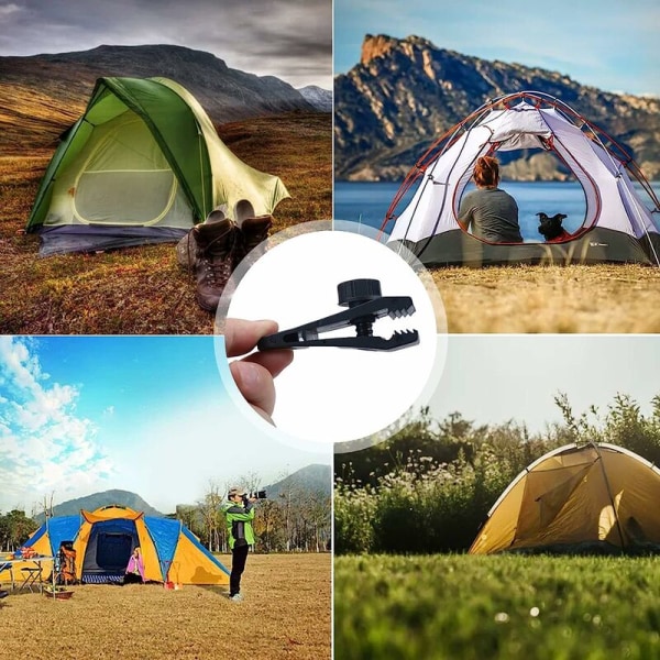 Tarpklämma, tältpresenningsklämma, karbinhake, bungee-rep, för presenning, camping, markiser, cover, 10-pack (30 st)