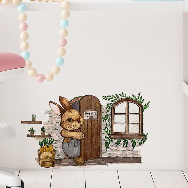 En set väggklistermärken för kaninhuset, självhäftande väggdekoration