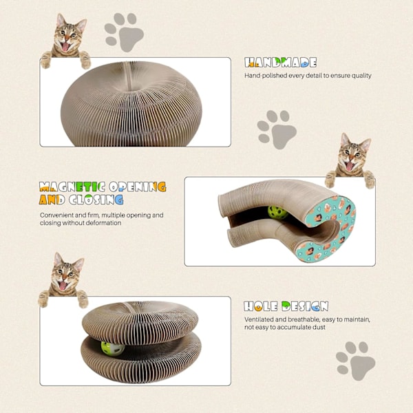 Kattklösbräda för kattungar, klösbräda för katter, wellpappklösbräda med klocka, 2 i