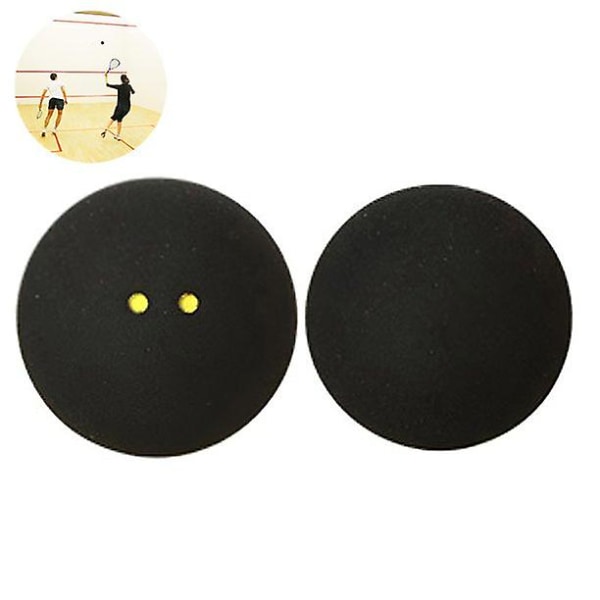 2 stk Squashbolde To-gule prikker Lavhastighedstræningssquashbolde Sorte gummiketcherbolde, meget velegnet til udendørs sport
