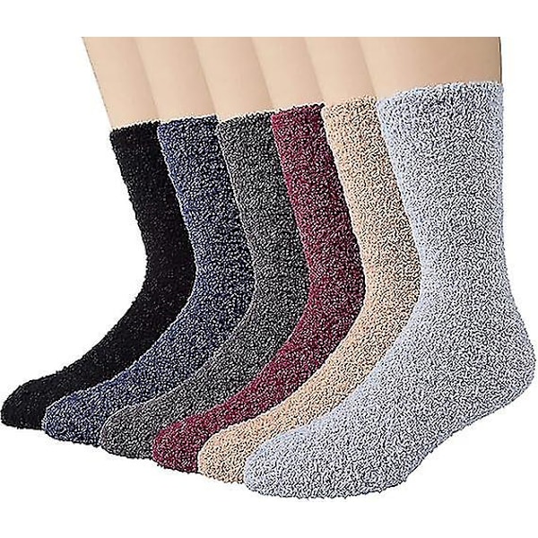 6 Par Mäns Fuzzy Strumpor Vintertofflor Fleece Strumpor Män