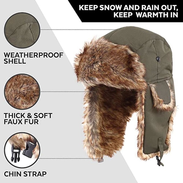 Unisex Winter Trooper -hatut, kylmän sään Snow Gear talvihattu Army Green