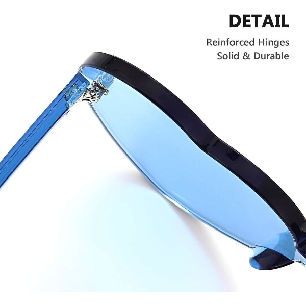 Oversized Rimless Solbriller All-in-One Hjertebriller Farvede Solbriller