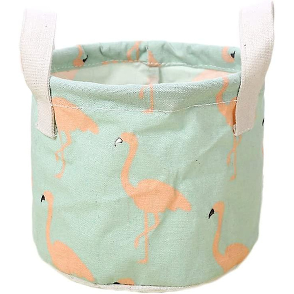 Mini Flamingo Fabric Laundry Hamper Collapsible Waterproof Storage Bag with Handle for
