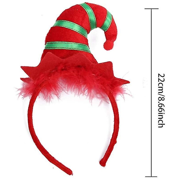 2 stycken julhuvudband, flerfärgade tomteluvor med 3D-hattdesign för jul- och semesterfester