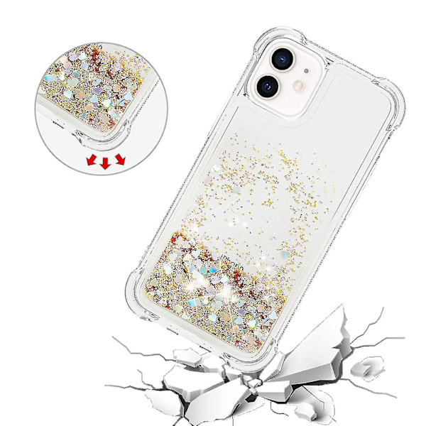 iPhone 11 Deksel Glitter Flytende Transparent Skinnende Bling Krystallklar Flytende Flytesand Deksel TPU Silikon - Gull