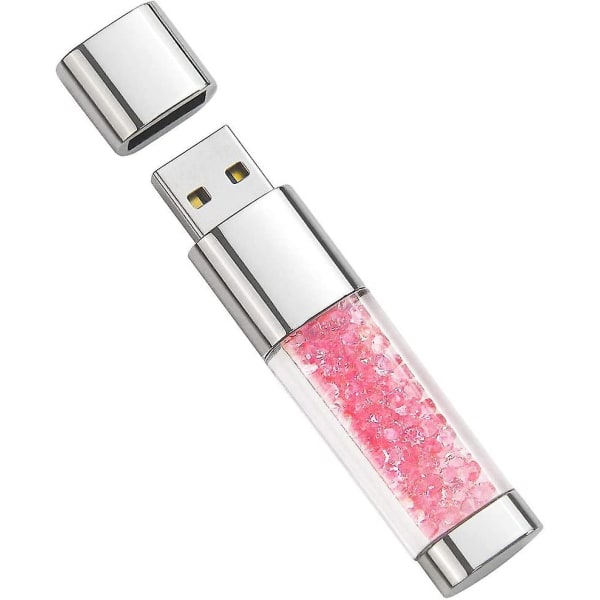 Usb-flashdrev 32gb, sød pink krystal-thumb-drev Novelty Pen Drive Memory Stick (32GB）
