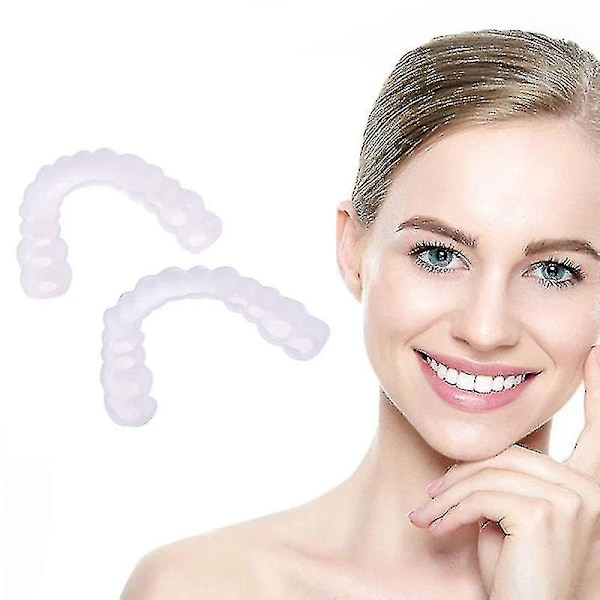 2 st Snap On Smile Övre Falska Tänder Tand Veneers Protes Set